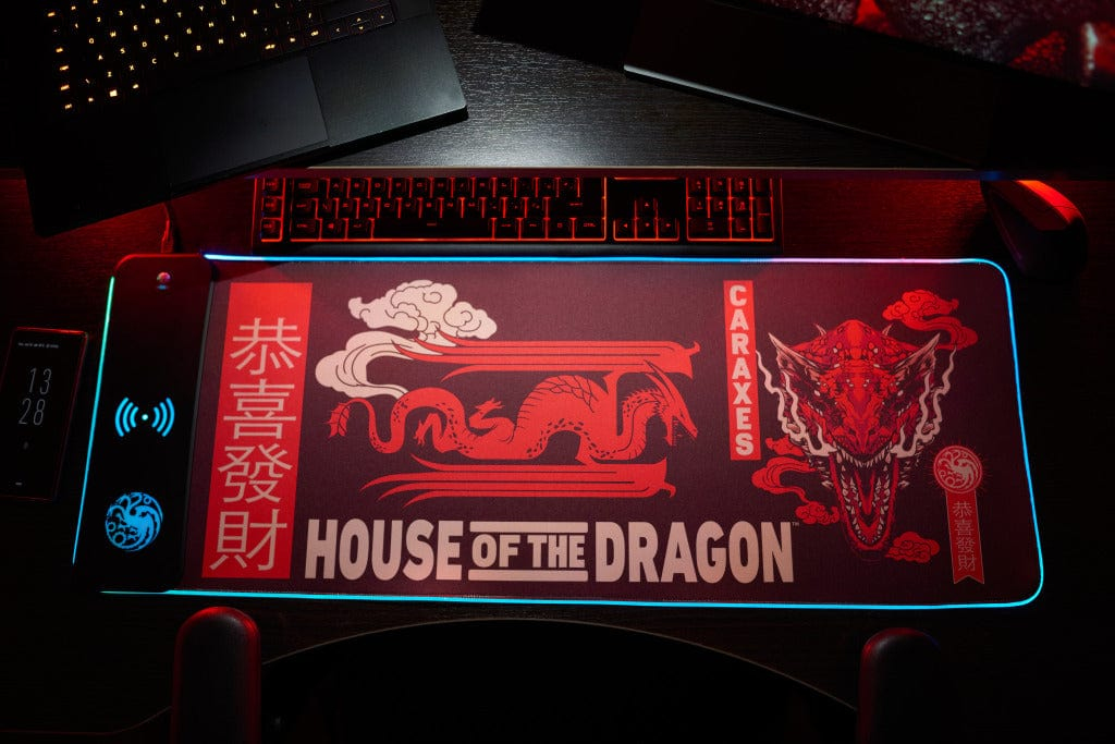 Numskull Gaming-Mauspad House of the Dragon mit Wireless Ladegerät 80 x 30 cm Schwarz