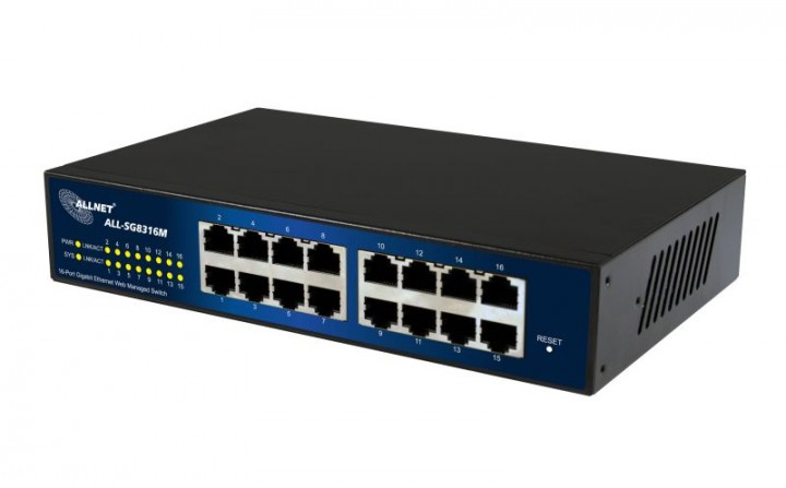 ALLNET ALL-SG8316M 16-Port Gigabit Managed Switch Lüfterlos Schwarz