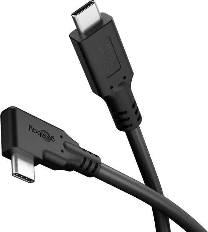 Goobay USB-C -Kabel 90° USB4 1 m schwarz - 240 W 40 Gbit/s Power (79432)