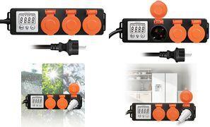 LogiLink Energiekosten-Messgerät Outdoor mit Außensteckdosen 2"LCD Display, Schutzkontaktstecker & 3x Schutzkontaktdosen, - 1 Stück (EM0008)