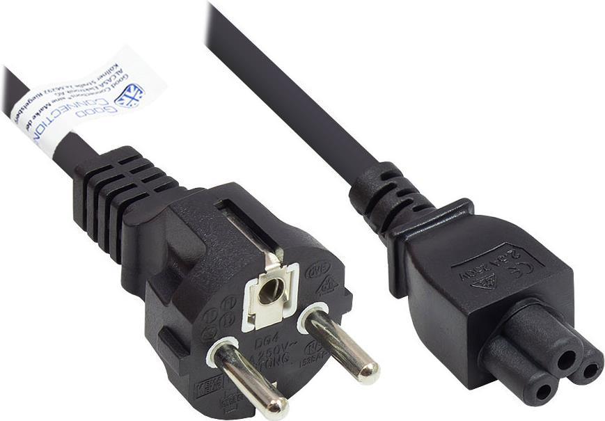 Netzkabel Schutzkontakt-Stecker Typ E+F (CEE 7/7, gerade) an C5 (gerade) für Notebook, schwarz, 0,75 mm², 3 m, Good Connections® (P0005-S030)