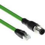 ACT Industrial 1.50 meters Sensor cable M12D 8-pin male right angled to RJ45 male, Superflex Xtreme TPE cable, shielded (SC4406)