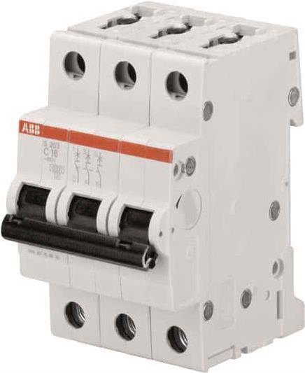 ABB Miniature Circuit Breaker 16 A 3-polig, Auslösecharakteristik C (S203-C16)