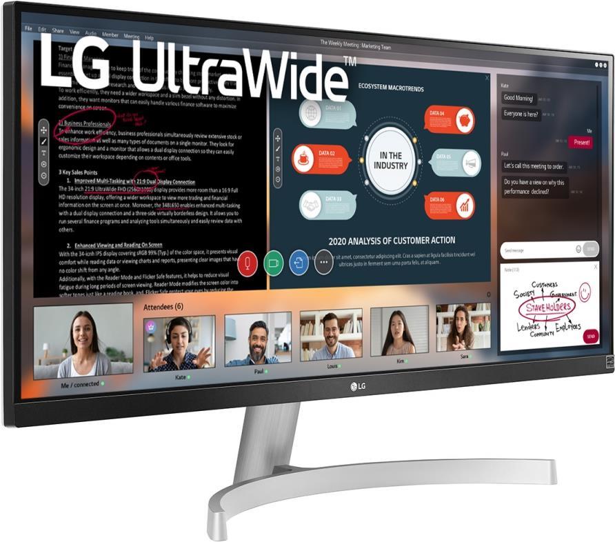 LG 29WN600-W Computerbildschirm 73,7 cm (29" ) 2560 x 1080 Pixel UltraWide Full HD LED Silber [Energieklasse F] (29WN600-W)