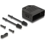 Delock D-Sub Gehäuse für 9 Pin Stecker / Buchse Kunststoffgehäuse mit Zugentlastung schwarz (67026)