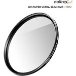 Walimex pro UV-Filter Slim Super DMC 72mm - besonders hochwertiger UV Filter Objektivfilter, Slim nur 2,5 mm,16x Super DMC Vergütung, mit Box 22953 Schwarz (1022953)