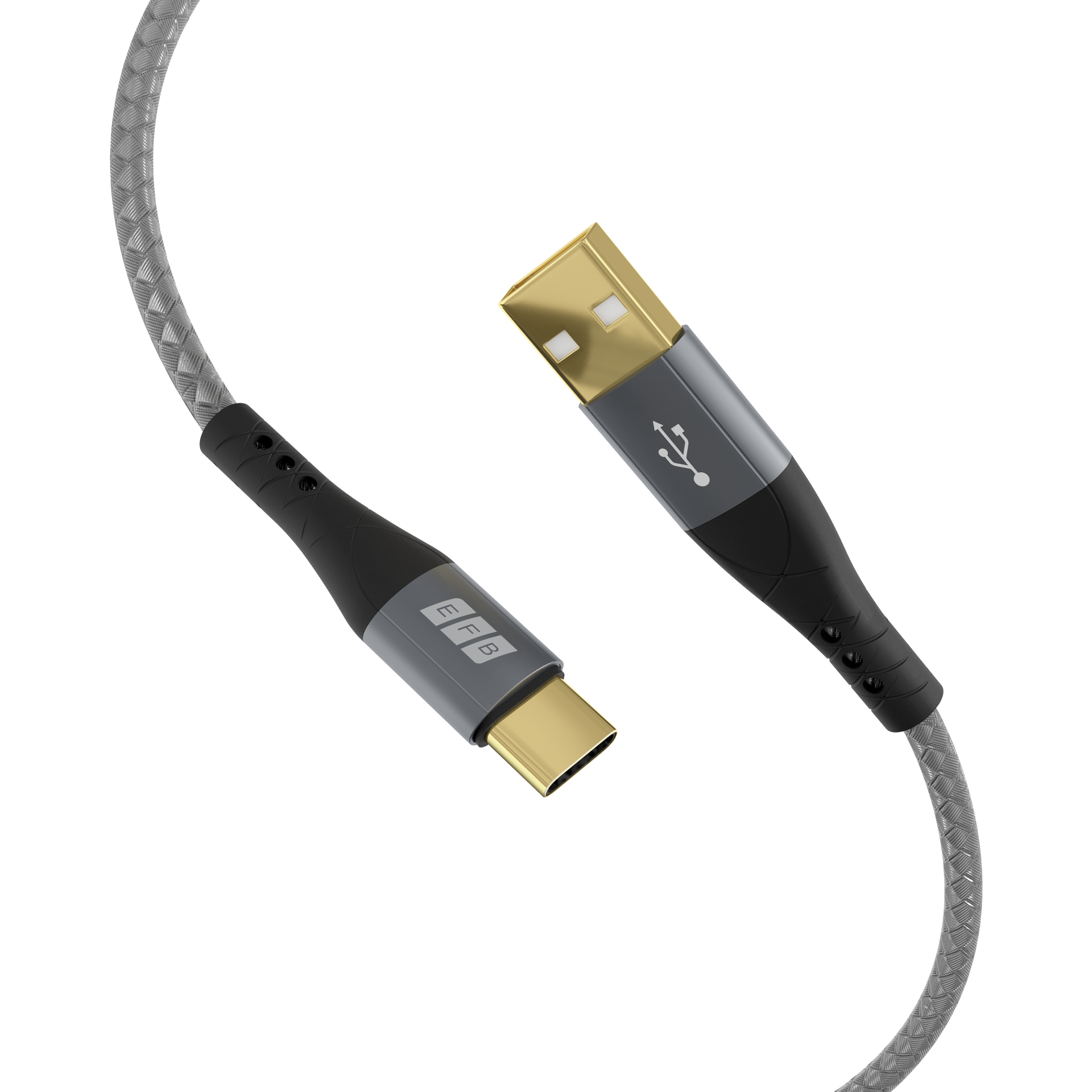 EFB Elektronik USB-A auf USB-C Kabelset 60 W QC 3 A 2 x 1 m Schwarz, Grau