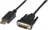 DisplayPort DVI Kabel, 20pol Displayport St. / 18+1pol DVI-D St., 3.0 m Zum Anschluss eines Monitors oder Beamers mit DVI Anschluss an ein Notebook mit DisplayPort (128212)