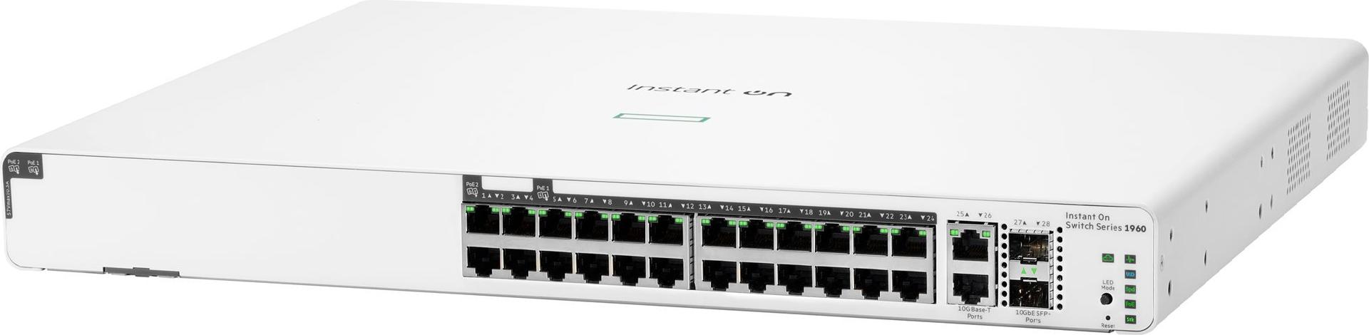 HPE Networking Instant On 1960 24G 20p Class4 4p Class6 PoE 2XGT 2SFP+ 370W Switch Weiß