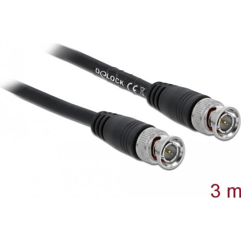 DeLOCK 80083 Koaxialkabel 3 m BNC Schwarz 80083