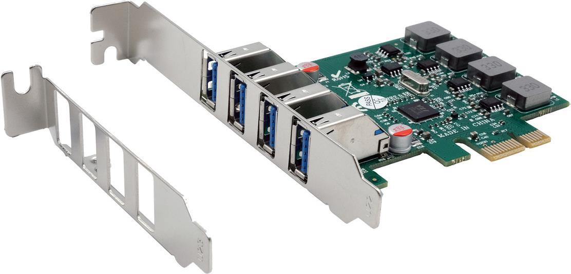 EXSYS GmbH PCIe USB 3.2 Gen 1 Karte mit 4 Ports (VIA Chip-Set) (EX-11044)