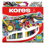 Kores Dreikant-Buntstifte "Hobby Koloring", 50er Karton-Etui weiche Mine für einfaches Malen, hoch-pigmentierte Farben, - 1 Stück (BB93350)