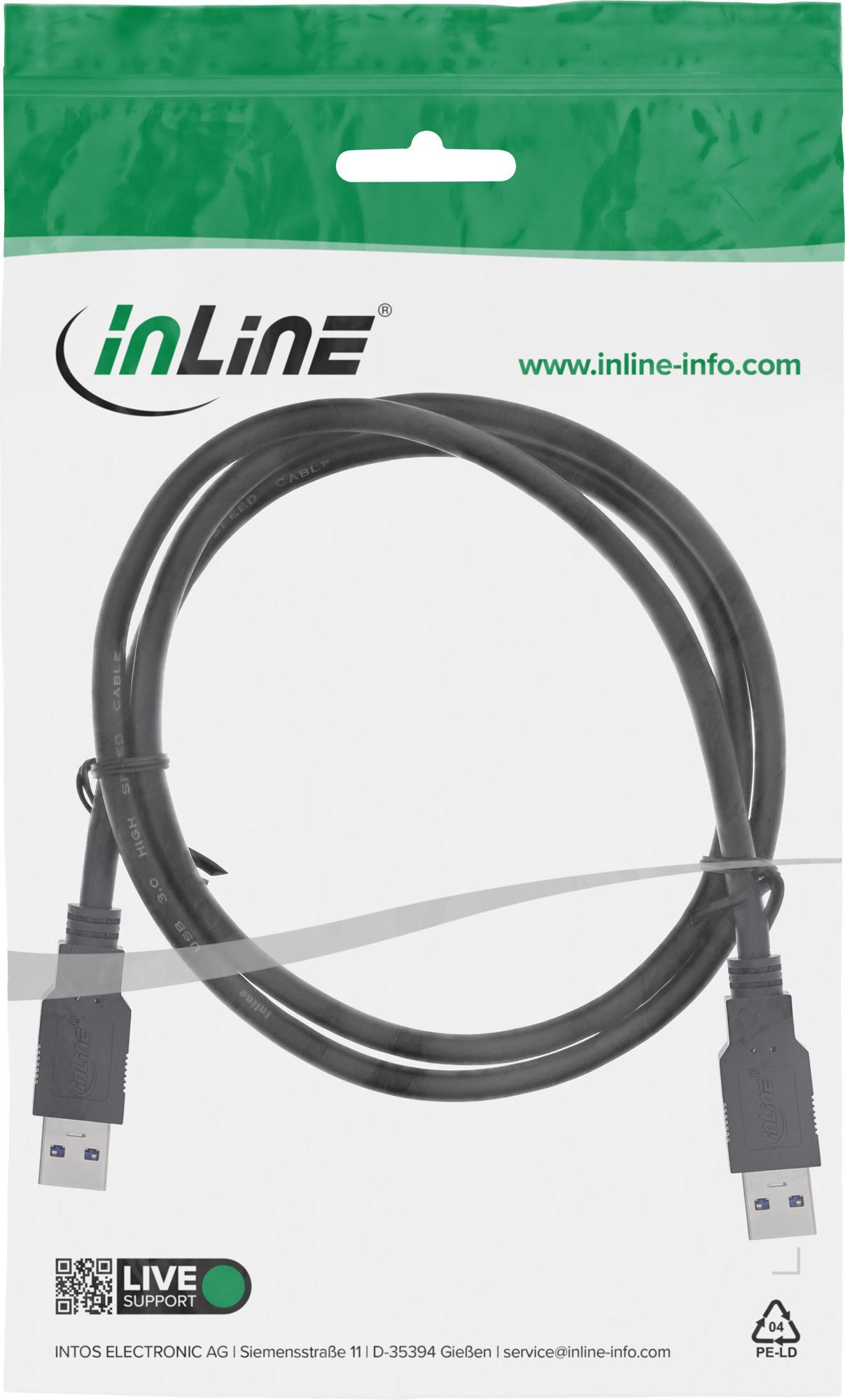 InLine USB 3.2 Gen.1 Kabel USB-A auf USB-A 1 m Schwarz