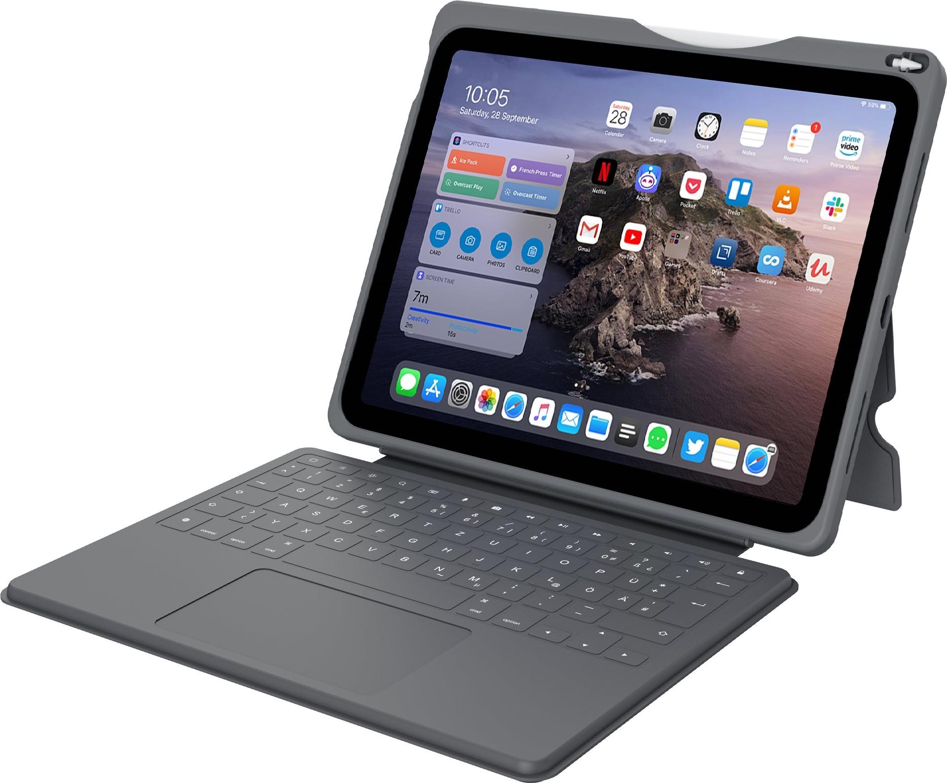 DEQSTER Touch PLUS Tastatur und Foliohülle 10.9" QWERTZ Deutsch Grau