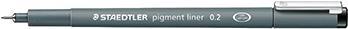 STAEDTLER Fineliner pigment liner, schwarz, 0,2 mm Strichstärke, lange Metallspitze ideal für Lineale und (308 02-9)