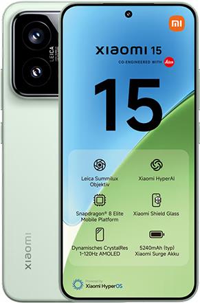 Xiaomi 15 512GB Grün 16,15cm (6,36") AMOLED Display, Android 15, 50MP Triple-Kamera [Energieklasse A] (MZB0ITWEU)