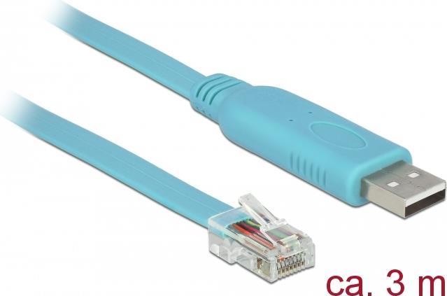 DELOCK Adapter USB2.0/A St > Seriell RS232 RJ45 St 3.0m blau