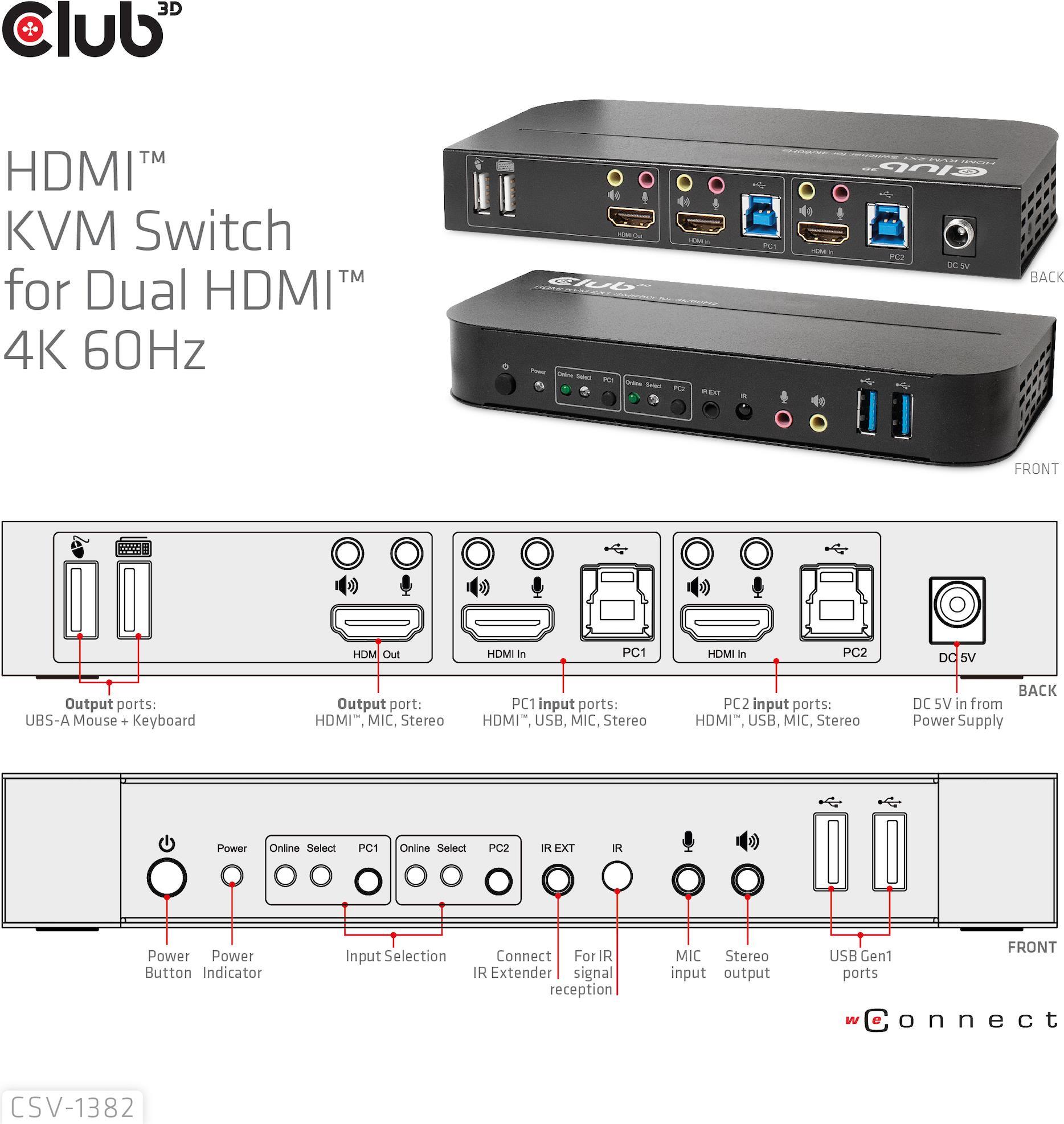 Club 3D CSV-1382 KVM-/Audio-Switch (CSV-1382)