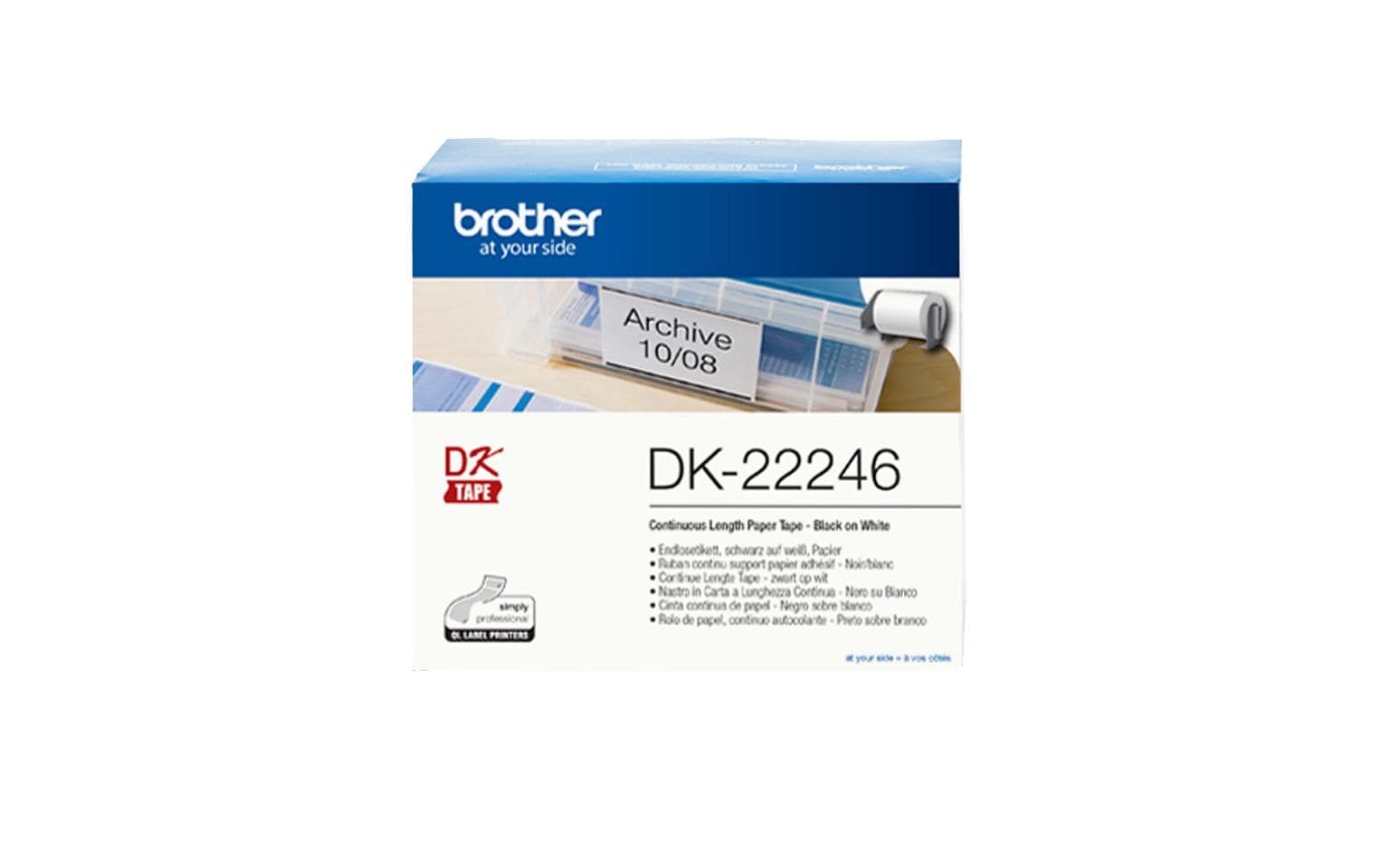 Brother DK22246 Endlosetiketten 103,6 mm x 30,48 m Thermodirekt Schwarz auf Weiß