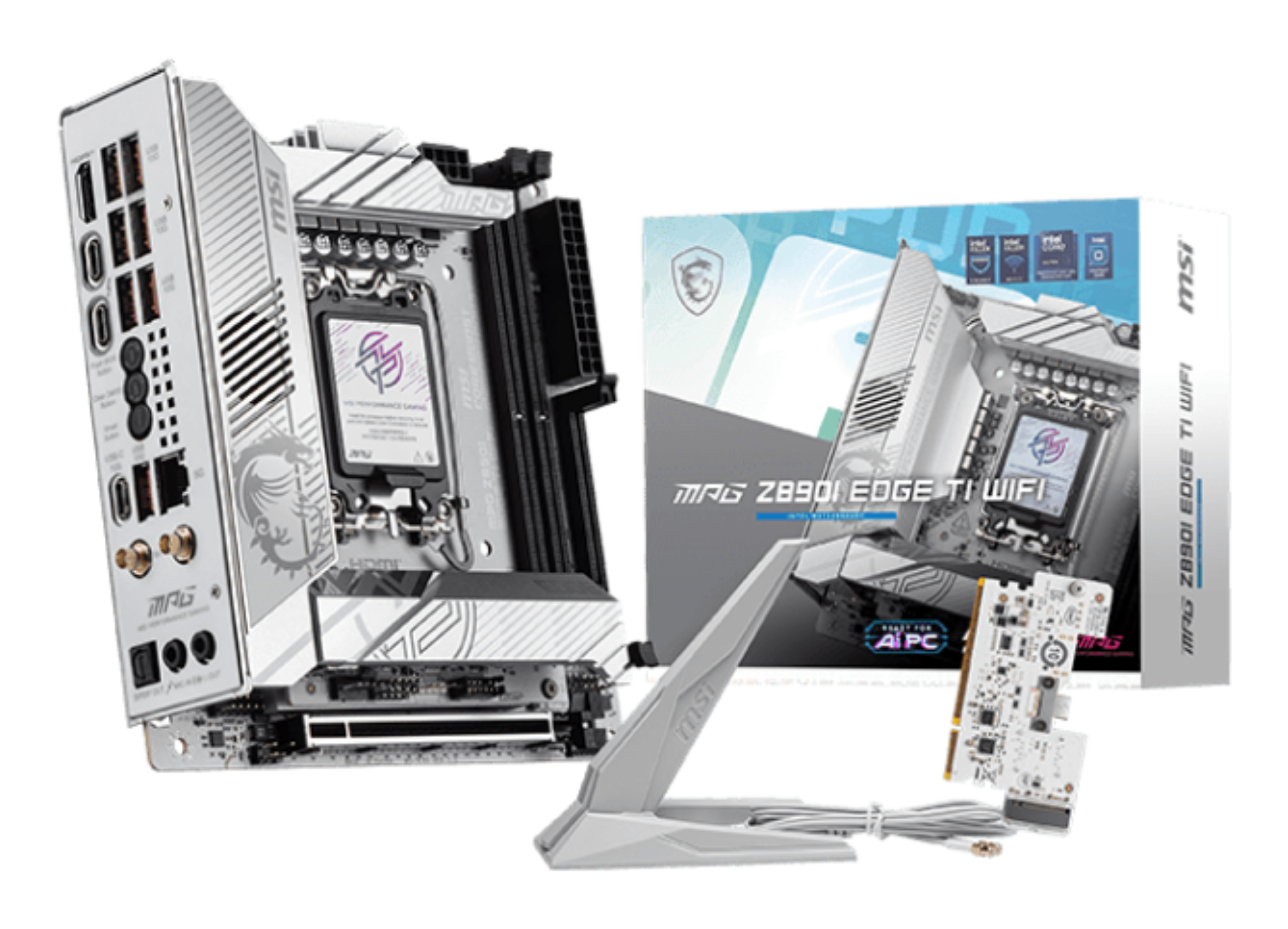 MSI MPG Z890I EDGE TI WIFI Mainboard Mini-ITX Intel Z890 LGA 1851 DDR5 Wi-Fi 7 Silber/Weiß