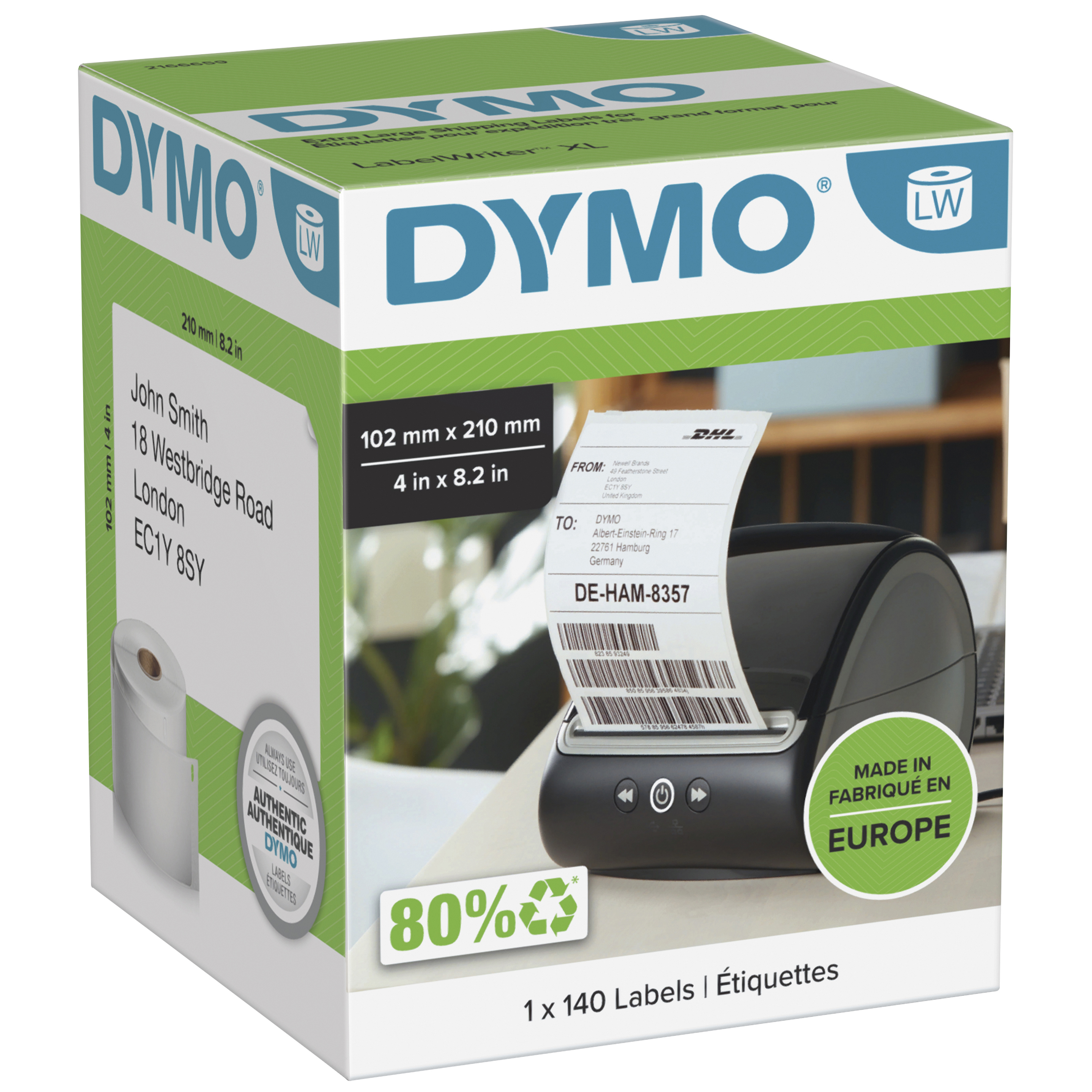 Dymo LabelWriter Versandetiketten 102 x 210 mm 140 Stück Weiß