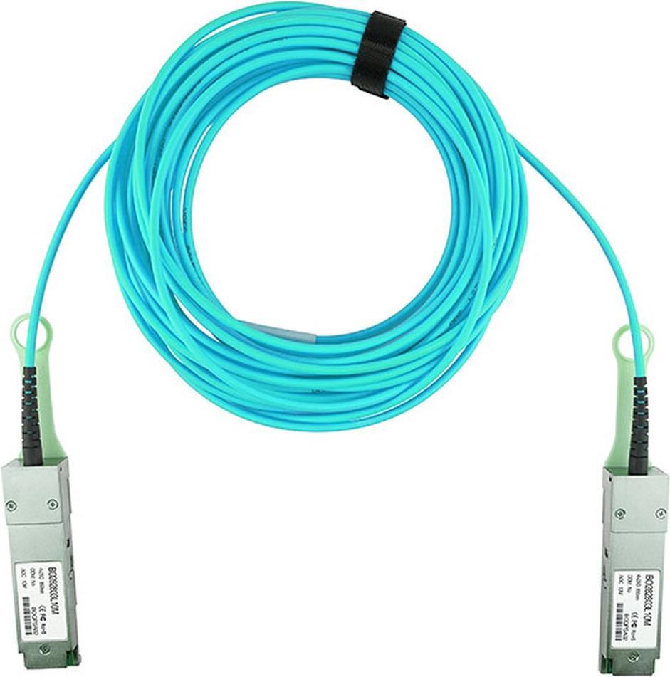 BlueOptics 10437-BO. Kabellänge: 20 m, Anschluss 1: QSFP28, Anschluss 2: QSFP28. Gewicht: 150 g, Paketgewicht: 160 g (10437-BO)