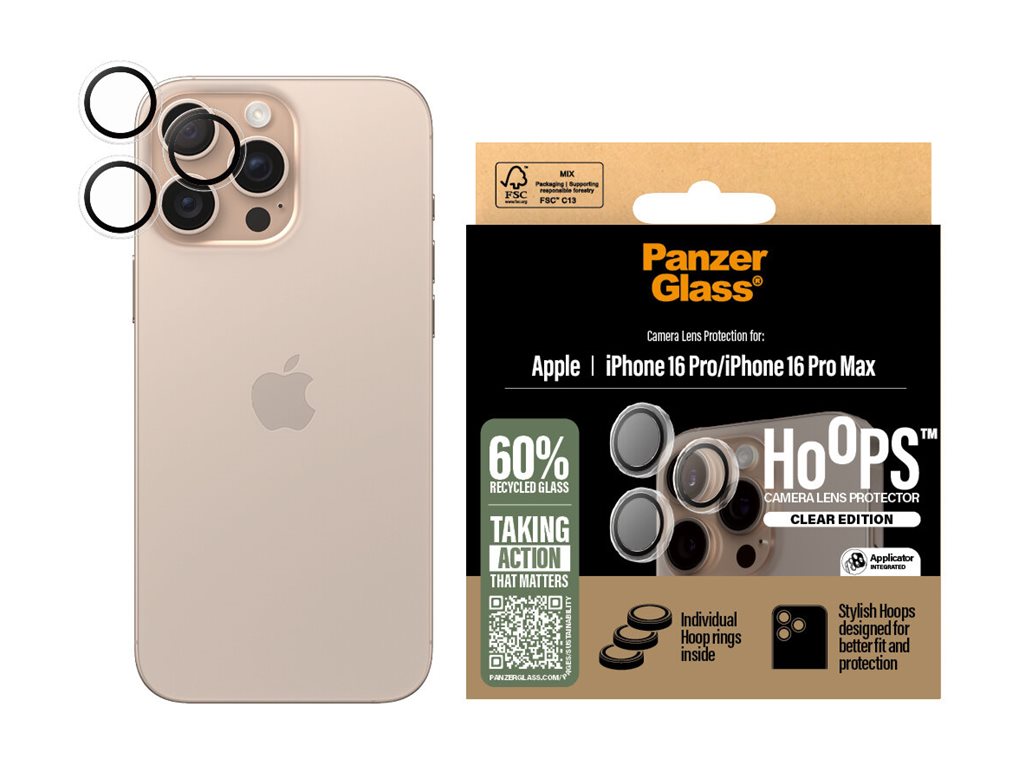 PanzerGlass Hoops Kameralinsenschutz für iPhone 16 Pro / 16 Pro Max Transparent