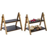 APS Serviergestell, 2-stufig, zusammenklappbar Gestell aus Akazienholz, 2 Schieferplatten, - 1 Stück (958)