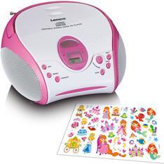Lenco SCD-24 Kids, CD-Player, pink CD-Player, FM-Radio, klinken, stickers (SCD-24PK KIDS)