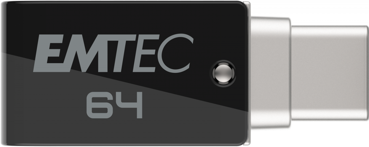 Emtec T260C USB-Stick 64 GB USB Type-A / USB Type-C 3.2 Gen 1 (3.1 Gen 1) Schwarz - Edelstahl (ECMMD64GT263C)