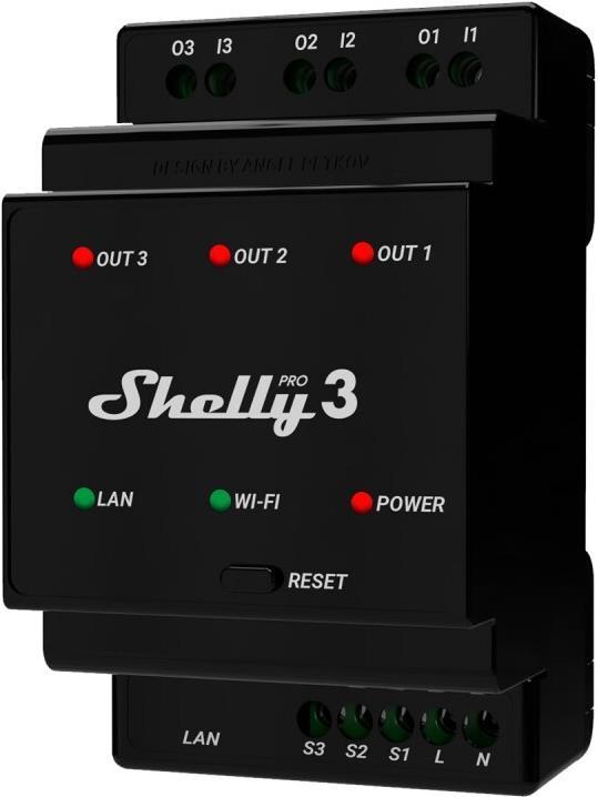 Home Shelly Relais "Pro 7,60cm (3") WLAN & LAN Schaltaktor 3x 16A Max. 48A BT (Shelly_Pro3)