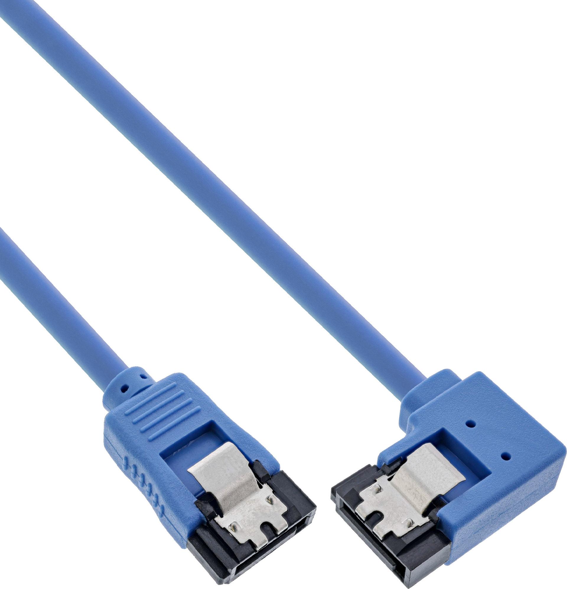 InLine SATA 6Gb/s Anschlusskabel rund, 90° abgewinkelt rechts, 0,5 m, Blau