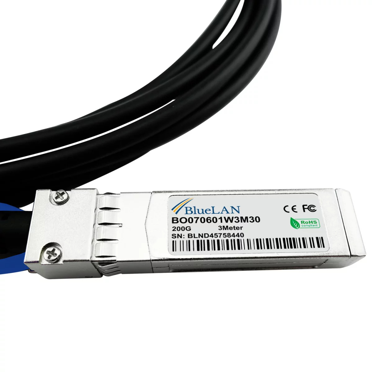 BlueOptics HPE Q9S72A-BL DAC Breakout Kabel 1m 100GBASE-CR4 QSFP28 auf 4x 25GBASE-CR SFP28 Passiv AWG26 Schwarz