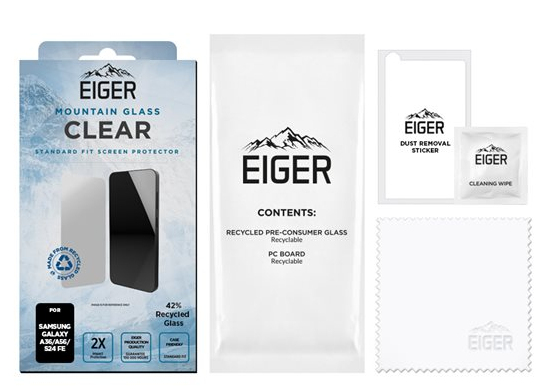 Eiger Mountain Glass Clear Gehärtetes Glas Displayschutzfolie für Samsung Galaxy A36/A56/S24 FE Transparent