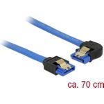 Delock Kabel SATA 6 Gb/s Buchse gerade > SATA Buchse links gewinkelt 70 cm blau mit Goldclips (84986)