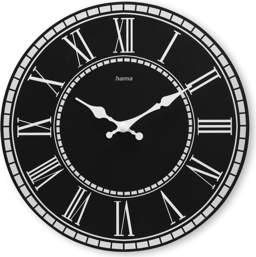 Hama Wanduhr Rab, Quarzuhr, ohne Ticken, MDF, Vintage, Ø 30 cm, Schwarz (00185888)