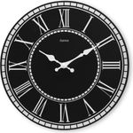 Hama Wanduhr Rab, Quarzuhr, ohne Ticken, MDF, Vintage, Ø 30 cm, Schwarz (00185888)