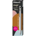Pelikan Kugelschreiber Snap Metalic K10 Silber im Etui Blau Clip-on-Einziehkugelschreiber Medium 1 Stück(e) (821223)
