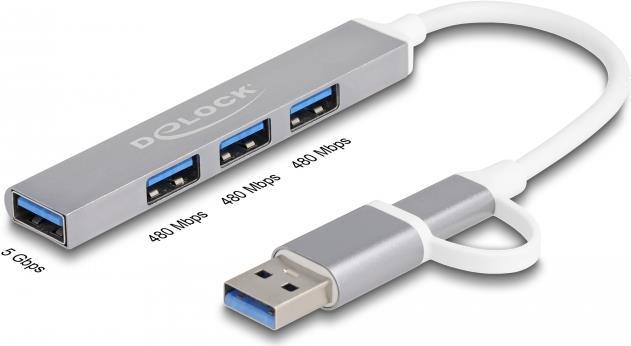 Delock Hub 3 x USB2.0 + 1 x USB 3,2 Gen 1 (64214)