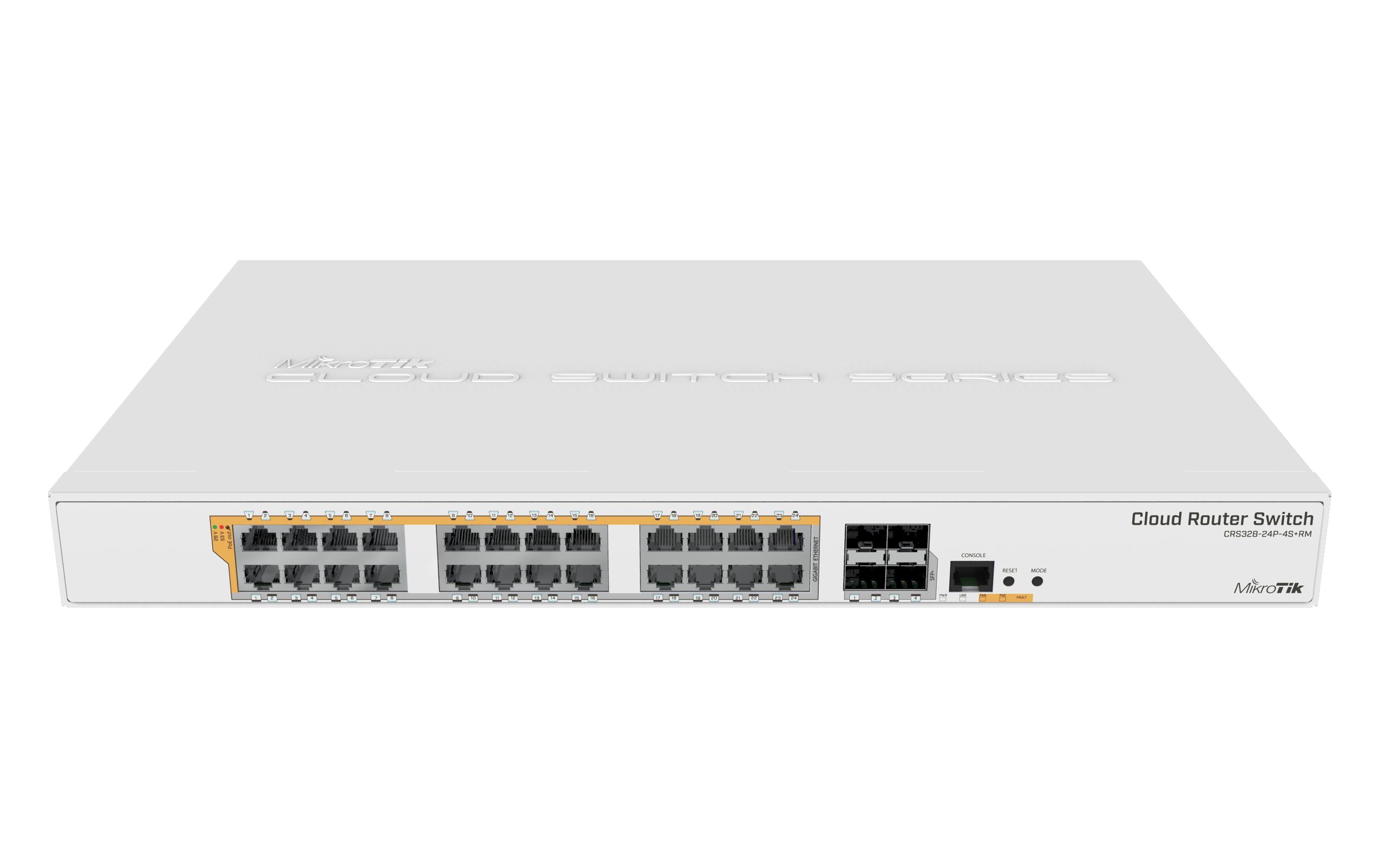 MikroTik Cloud Router Switch CRS328-24P-4S+RM 28 Ports Gigabit Ethernet PoE+ Weiß