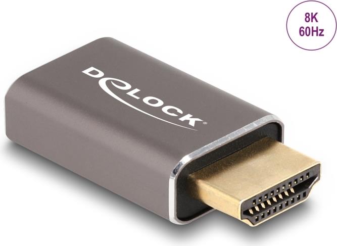 Delock HDMI Adapter Stecker zu Buchse 8K 60 Hz grau Metall (60081)