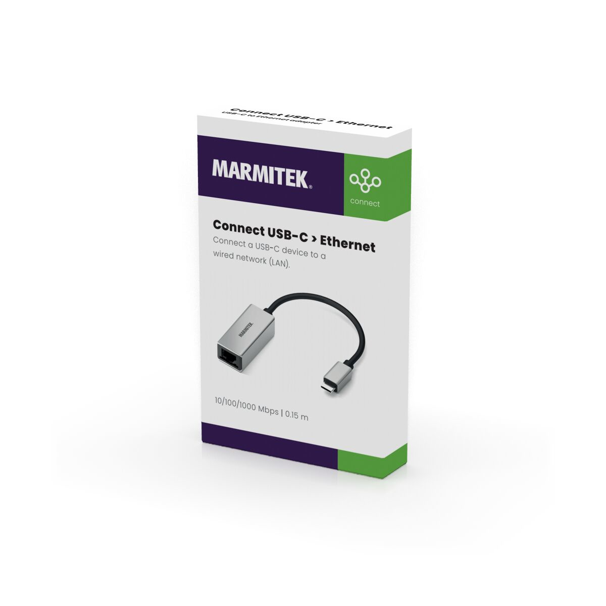 Marmitek Connect Netzwerkadapter USB-C 3.1 auf Gigabit Ethernet Schwarz, Silber