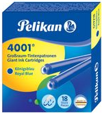 Pelikan Großraum-Tintenpatronen 4001 GTP/18, königsblau Standard-Großraumpatronen für alle gängigen Patronen - 1 Stück (300735)