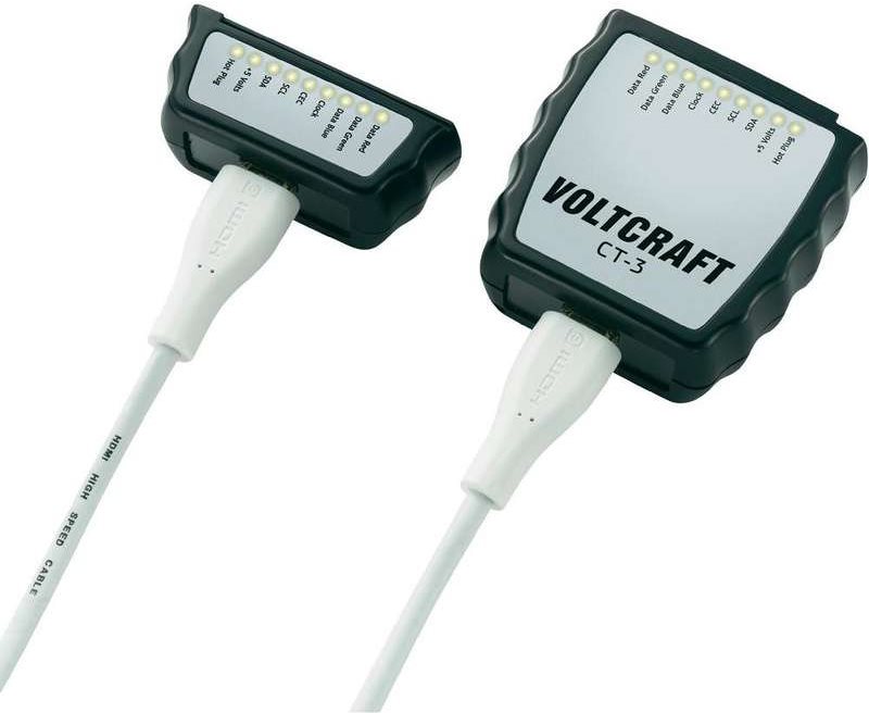 Voltcraft CT-3 HDMI-Kabel-Prüfgerät, Kabeltester Geeignet für HDMI-Kabel Typ A, HDMI 1.0, 1.1, 1.2 (CT-3)
