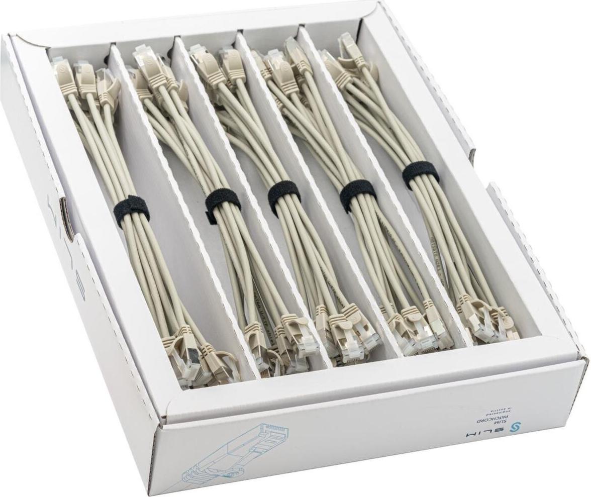 SLIM KAT6A 10 Gigabit Lightpatchkabel, 0,25m, U/FTP, Ø 3,8mm, grau, 50-Pack KAT6A LIGHT geschirmt (SLIM-LS-K6A 0.25 50)