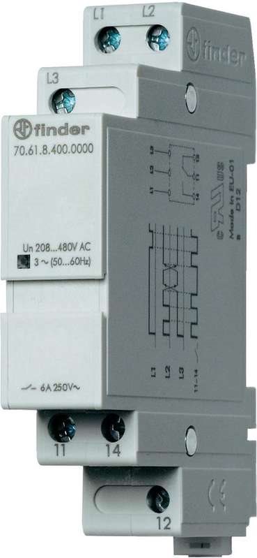 Finder Netzüberwachungsrelais 70.61.8.400.0000 70.61.8.400.0000 3-Phasen-Netzüberwachung (208 - 480 V/AC), Phasenfolge (70.61.8.400.0000)