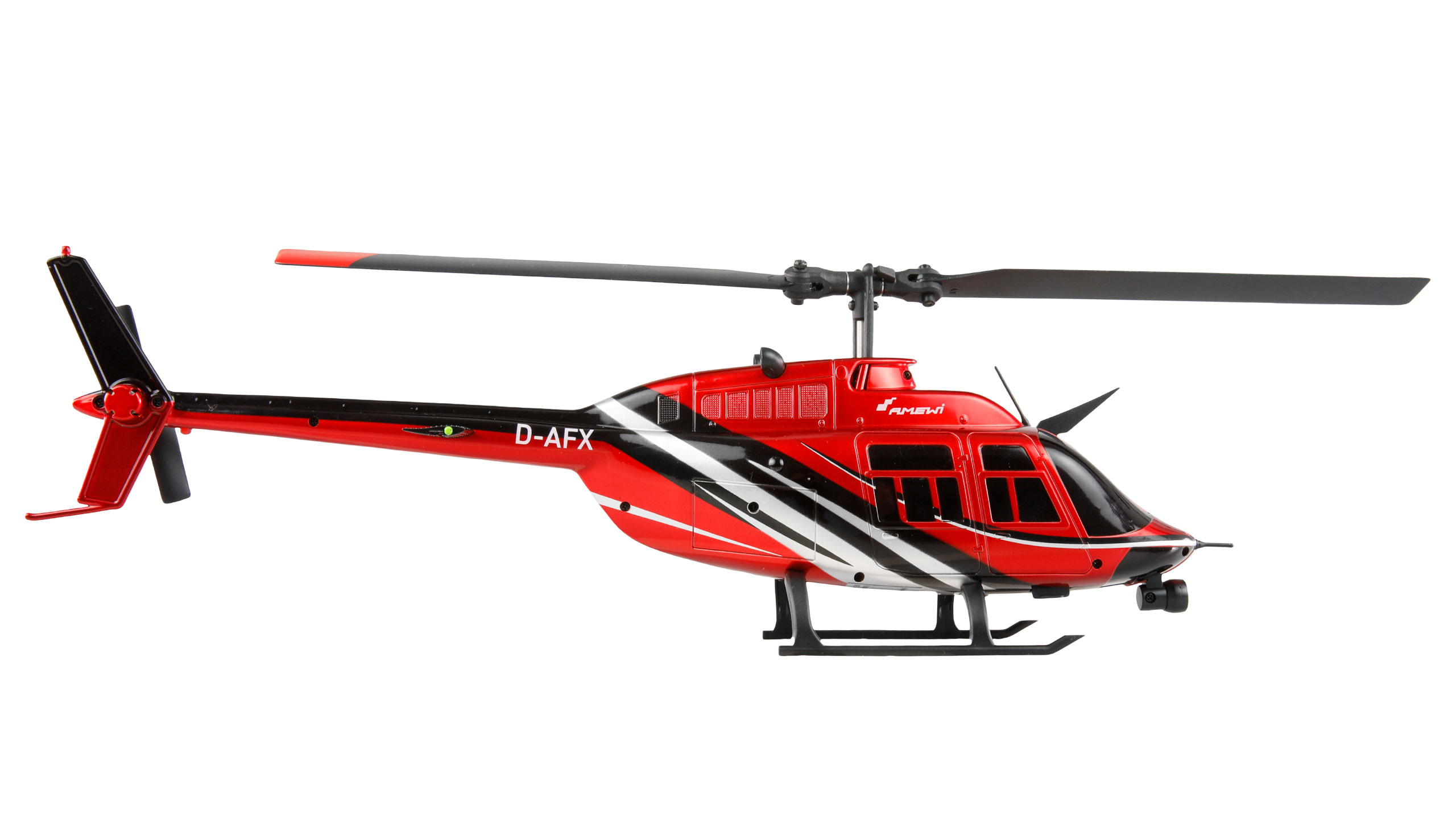 Amewi Bell 206 Jet Ranger 6-Kanal 6G RTF Modellhubschrauber Schwarz, Rot