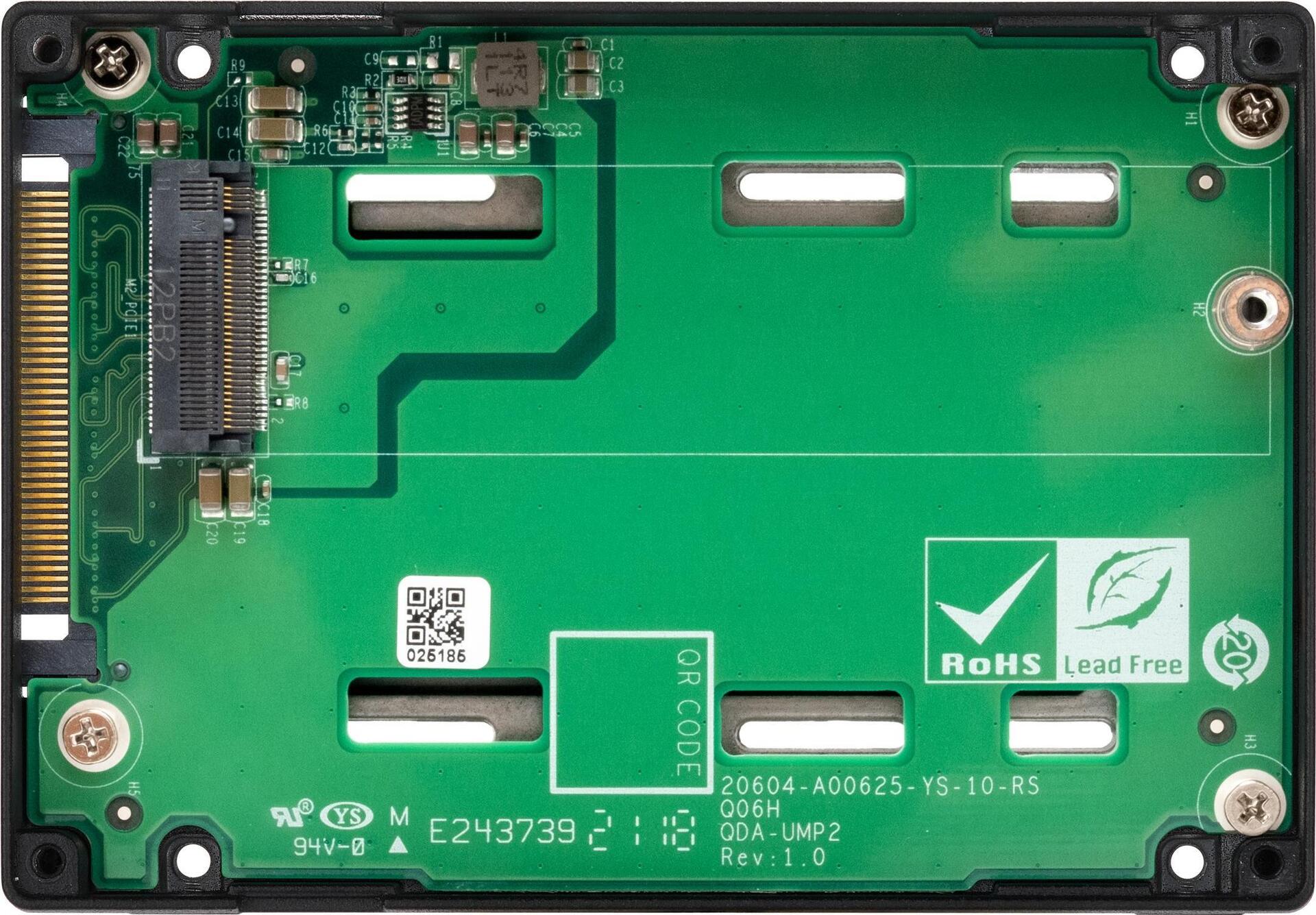 QNAP QDA-UMP4 U.2 auf M.2 NVMe SSD Adapter PCIe 4.0 x4 Schwarz