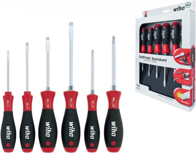 Image of Wiha Werkstatt Schraubendreher-Set 6teilig SoftFinish Schlitz, Kreuzschlitz Phillips (21248)