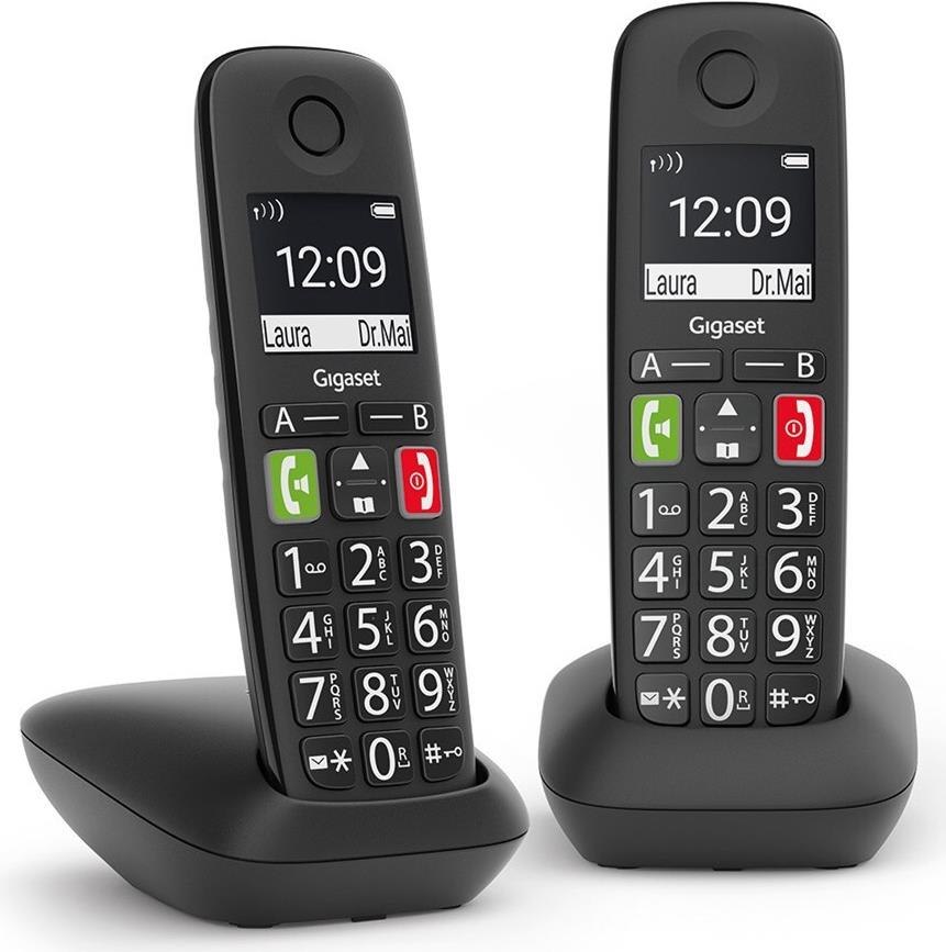 Gigaset E290 Duo Analoges/DECT-Telefon (CE290 Duo Black)